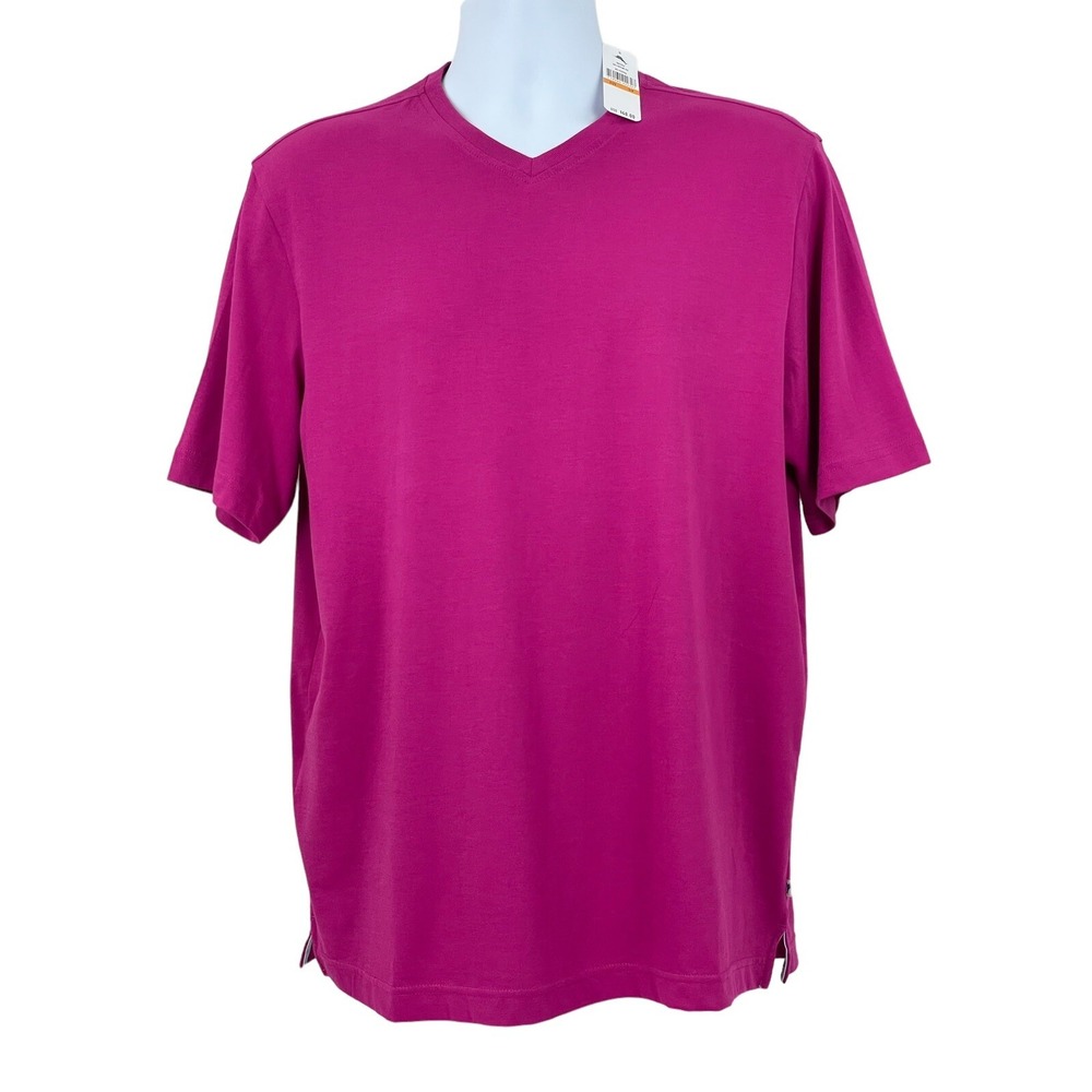 NEW Tommy Bahama Bali Skyline T-Shirt Mens Small V-Neck Short Sleeve Fuchsia $48